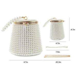 BESTYROCLY Small Pearl Bag for Women White Beaded Clutch PurseHandbag