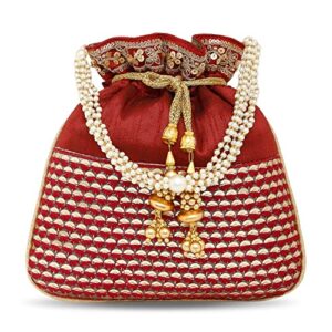 aheli potli bags for women evening bag clutch ethnic bride purse with drawstring(p05m)