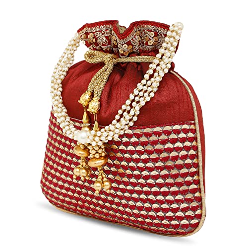 Aheli Potli Bags for Women Evening Bag Clutch Ethnic Bride Purse with Drawstring(P05M)