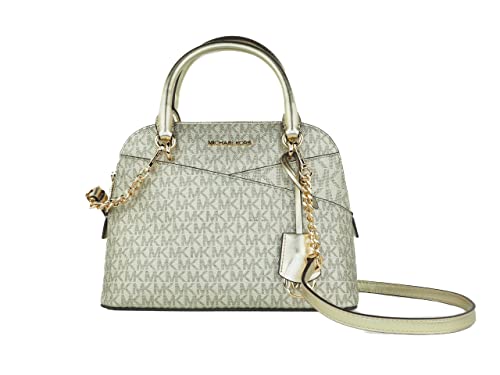 Michael Kors Jet Set Medium Logo Dome Satchel (Pale Gold)