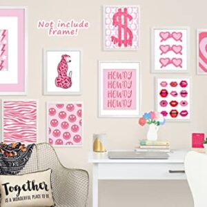 PHOPAGO 10 Pieces Preppy Room Decor | Preppy Posters Aesthetics Hot Pink White Wall Art for Teen Girls Bedroom Pink Fashion Posters for Teens College Dormitory Wall Decor | 8x10 Inches Unframed