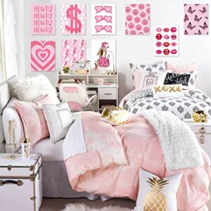 PHOPAGO 10 Pieces Preppy Room Decor | Preppy Posters Aesthetics Hot Pink White Wall Art for Teen Girls Bedroom Pink Fashion Posters for Teens College Dormitory Wall Decor | 8x10 Inches Unframed