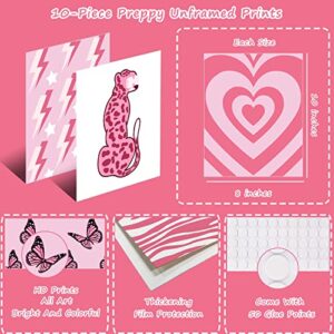 PHOPAGO 10 Pieces Preppy Room Decor | Preppy Posters Aesthetics Hot Pink White Wall Art for Teen Girls Bedroom Pink Fashion Posters for Teens College Dormitory Wall Decor | 8x10 Inches Unframed