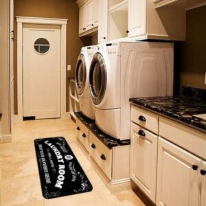 Laundry Room Long Rug Area Rug Non-Slip Floor Mat Waterproof Farmhouse Carpet for Kitchen 40" x 20"(Black-1)