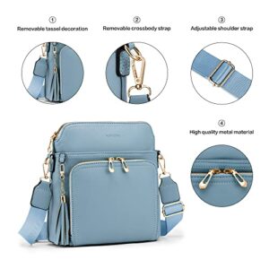 Roulens Crossbody Bag for Women,Multi Pocket Shoulder Bag Card Holder Wallet Purse with Tassel