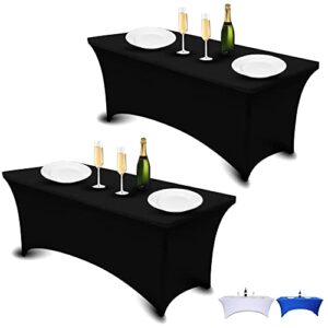 leoa’s lux 2 pcs black spandex table covers 6ft fitted tablecloth stretch for standard folding tables – elastic rectangular wrinkle resistant massage table clothes for 6 foot rectangle tables