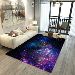 Galaxy Rugs for Kids Boys Living Living Room Area Rug Doormat Outer Space Purple and Blue Glitter Starry Night Sky Carpet Soft Floor Mat 35 in x 24 in