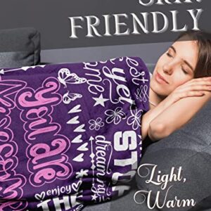 InnoBeta Coworker Leaving Gifts for Women Flannel Blankets Throws, Inspirational Gifts for Women, Going Away Farewell Gifts for Coworkers - Purple Flannel Blanket (50"x 65") - You are Awesome