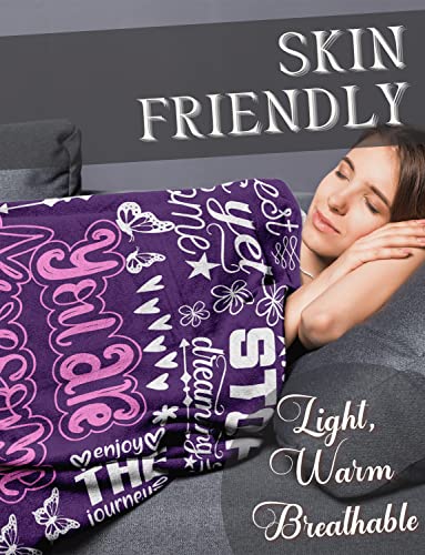 InnoBeta Coworker Leaving Gifts for Women Flannel Blankets Throws, Inspirational Gifts for Women, Going Away Farewell Gifts for Coworkers - Purple Flannel Blanket (50"x 65") - You are Awesome