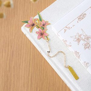 Metal Bookmark Flower Brass Hollow Space Bookmarks for Reading Pendant 1 Piece