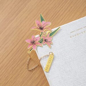 Metal Bookmark Flower Brass Hollow Space Bookmarks for Reading Pendant 1 Piece