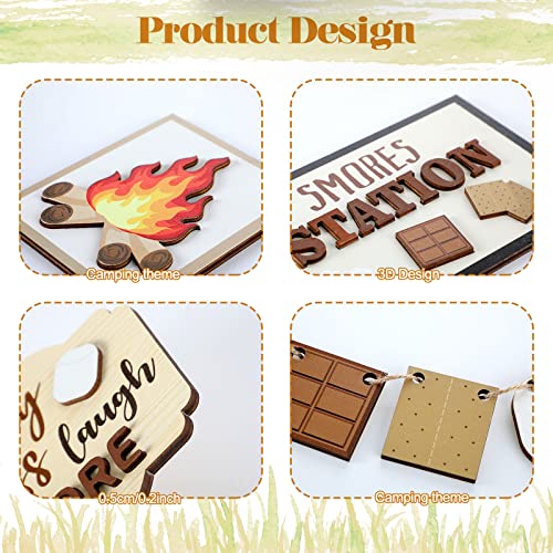 10 Pcs Camping Tiered Tray Decor Set Farmhouse Farm Tiered Tray Decor Wood Sign Camping Party Decorations Campfire Centerpiece Decor Barbecue Camping Decorative Trays Rustic Kitchen Decor (Large)