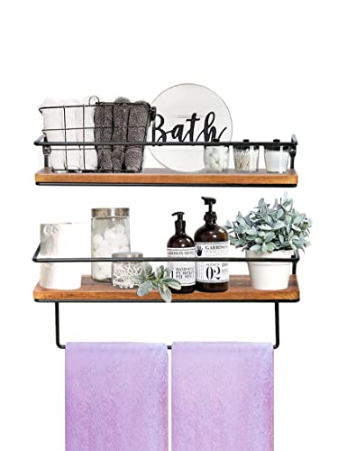 QEEIG Farmhouse Floating Shelves + Bathroom Shelves Bundle (Contains 2 Items)