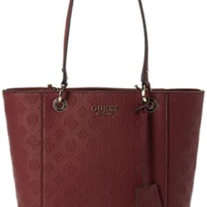 GUESS Womens Noelle Small Elite Tote Shoulder Bag, Merlot Logo, One Size US