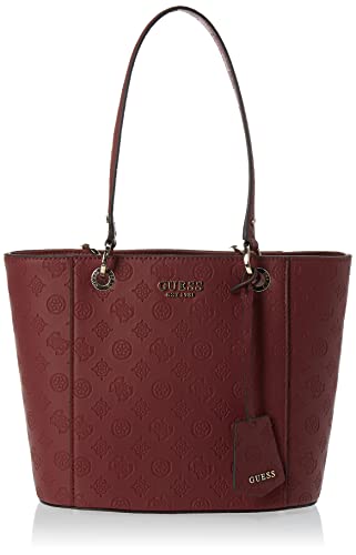 GUESS Womens Noelle Small Elite Tote Shoulder Bag, Merlot Logo, One Size US