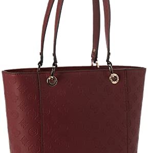 GUESS Womens Noelle Small Elite Tote Shoulder Bag, Merlot Logo, One Size US