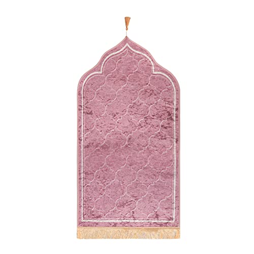 Muslim Prayer Rug Islamic Mat for Muslim Prayers Great Ramadan Gift for Muslim Men Women Portable Prayer Mat Rug Turkish Pocket Praying Rug Thick Large Padded Sajadah Muslim Prayer Rug Velvet Carpet