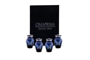 blue chrysalis set of 4 keepsakes – cremation urns for human ashes – adult urns funeral urn human ash adult for memorial, funeral, burial or columbarium (set of 4 small urn)