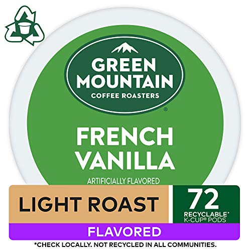 Green Mountain Coffee Roasters French Vanilla, Single-Serve Keurig K-Cup Pods, Flavored Light Roast Coffee, 72 Count