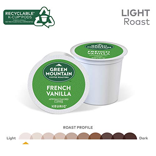 Green Mountain Coffee Roasters French Vanilla, Single-Serve Keurig K-Cup Pods, Flavored Light Roast Coffee, 72 Count