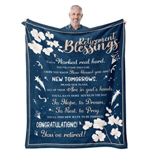 happy retirement gifts for women men, retirement blanket gift, best female retirement gifts ideas, funny retired gifts for dad, nurses, doctors, farewell gifts for coworker throw blanket 60″x 50″
