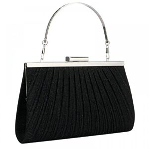 clutch purse women glittering handbag top handle evening bag crossbody bag shoulder bag for wedding party prom (black)