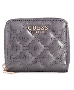 guess womens gaia small wallet zip around, pewter, one size us