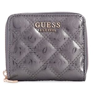 GUESS Womens Gaia Small wallet zip around, Pewter, One Size US