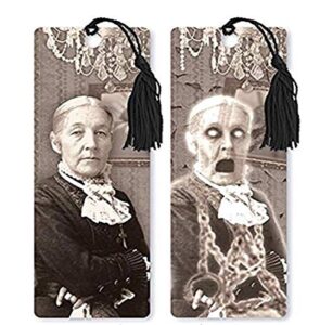 dimension 9 3d lenticular bookmark with tassel, 1800s zombie grandma, black/white (lbm108)