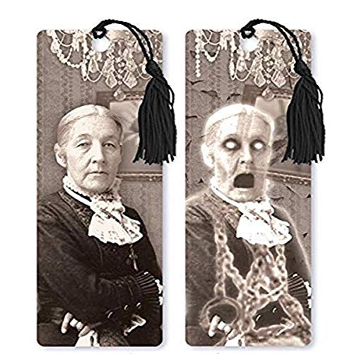 Dimension 9 3D Lenticular Bookmark with Tassel, 1800s Zombie Grandma, Black/White (LBM108)