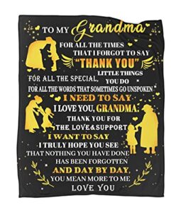 buugviil to my grandma blanket from nana granddaughter flannel throw grandmother granny grandmama blankets for couch bedroom sofa warm blanket love gift for mothers day 50×60 inches