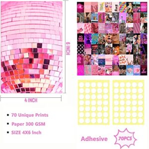 Wall Collage Kit pink, Aesthetic Posters room decor, 70 Pcs 4x6 inch, Girls Room Decor