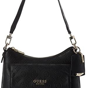 GUESS Womens Sirrah Shoulder Bag Top Zip, Black Logo, One Size US