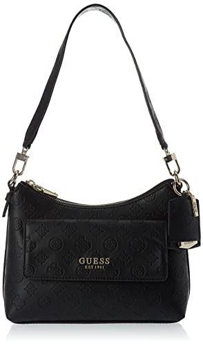 GUESS Womens Sirrah Shoulder Bag Top Zip, Black Logo, One Size US