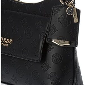 GUESS Womens Sirrah Shoulder Bag Top Zip, Black Logo, One Size US