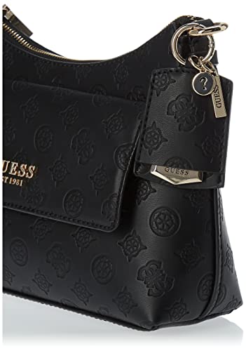 GUESS Womens Sirrah Shoulder Bag Top Zip, Black Logo, One Size US