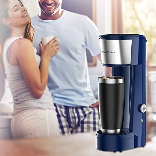 Vimukun Single Serve Coffee Maker Coffee Brewer Compatible with K-Cup Single Cup Capsule, Single Cup Coffee Makers Brewer with 6 to 14oz Reservoir, Tall Size KCM010A (Blue)