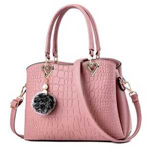 JHVYF Women Purses Handbags Fashion Ladies PU Leather Top Handle Satchel Shoulder Tote Bags #C Pink