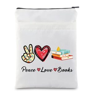 mnigiu funny book lover gift bookish book sleeve with pocket peace love book protector cover kindle book sleeve (peace love book)