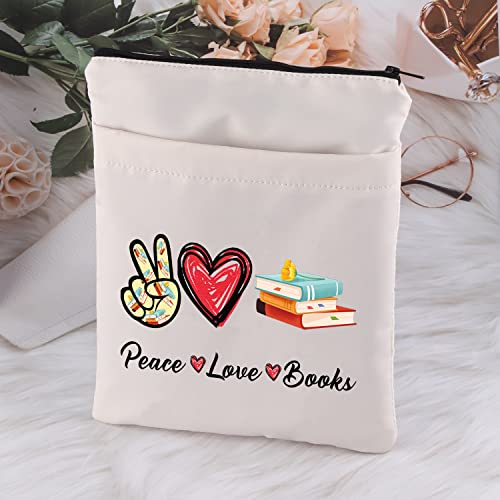 MNIGIU Funny Book Lover Gift Bookish Book Sleeve with Pocket Peace Love Book Protector Cover Kindle Book Sleeve (Peace Love Book)