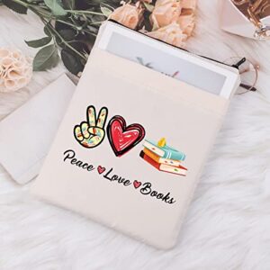 MNIGIU Funny Book Lover Gift Bookish Book Sleeve with Pocket Peace Love Book Protector Cover Kindle Book Sleeve (Peace Love Book)