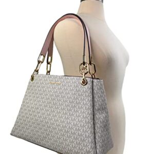 Michael Kors Women's Trisha Large Shoulder Bag Tote Purse Handbag (Vanilla multi)