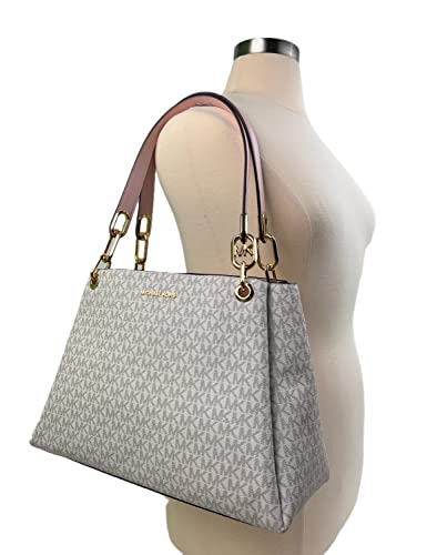 Michael Kors Women's Trisha Large Shoulder Bag Tote Purse Handbag (Vanilla multi)