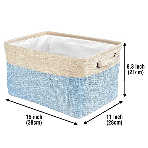 Personalized Dog Maltese Bone Decorative Storage Basket Fabric Durable Rectangle Toy Box with 2 Handles for Organizing Closet Garage Clothes Blankets Blue and White