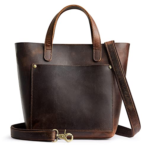 S-ZONE Genuine Leather Satchel Crossbody Handbag Women Top-Handle Shoulder Bag with Inner Pouch