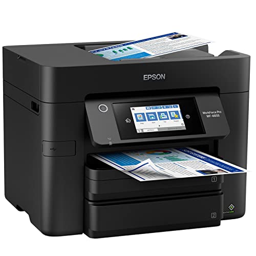 Epson Workforce Pro WF-4833 Wireless All-in-One Color Inkjet Printer, Black - Print Scan Copy Fax - 4.3" LCD, 25 ppm, 4800x2400 dpi, Auto 2-Sided Printing, 50-Sheet ADF, 500-Sheet, Ethernet, DAODYANG