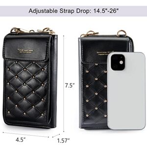 Montana West Small Crossbody Cell Phone Purse for Women RFID Blocking Cellphone Wallet Purses Travel Size Black MWC-110BK