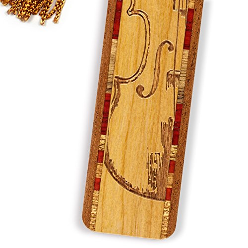 Violin Fiddle Stringed Musical Instrument Engraved Wooden Bookmark - Made in USA