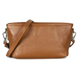 brown crossbody purses for women, leather small clutch phone bags cross body purses and handbags (cognac brown)