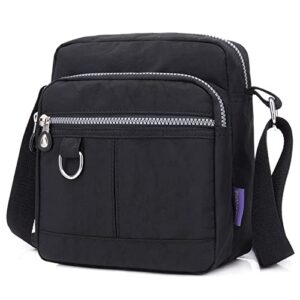 blostirno nylon crossbody bag casual shoulder handbag bags multi pocket waterproof purses for women black